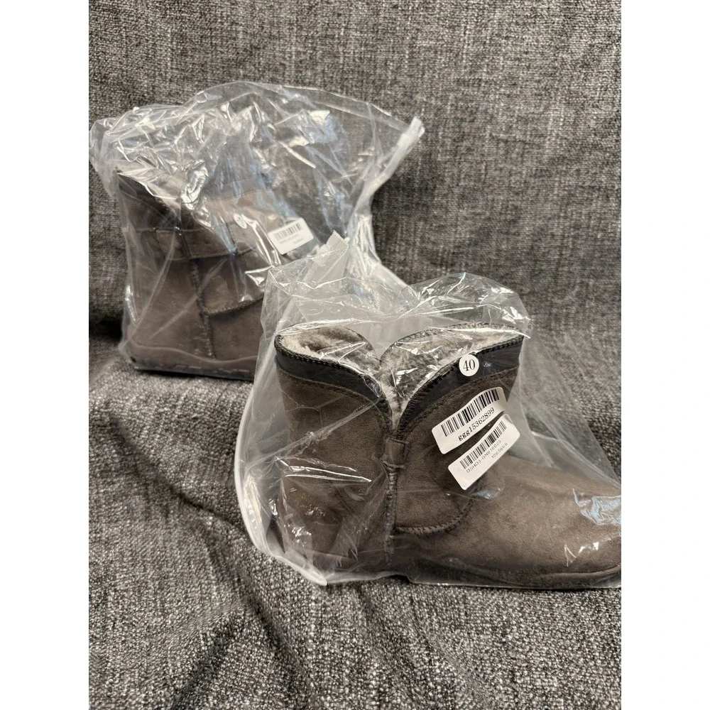 HIKE Barefoot Winter Snow Boots Faux Suede Fur Lined Brown EU 40